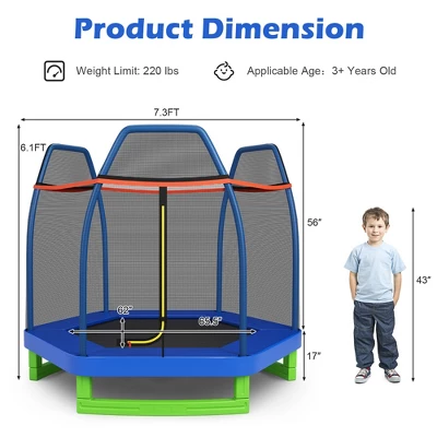 Costway 7FT Kids Trampoline Outdoor Indoor Recreational Bounce Jumper ASTM Approved 2 Costway 7FT Kids Trampoline Outdoor Indoor Recreational Bounce Jumper ASTM Approved - Image 2