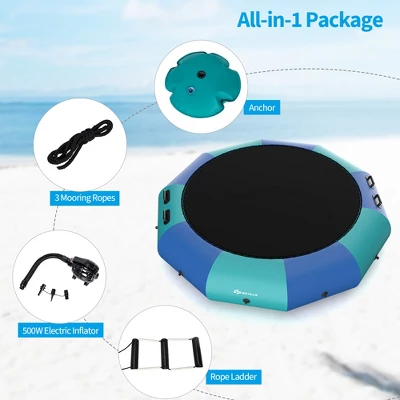 Costway 12FT Inflatable Water Bouncer Splash Padded Water Trampoline BlueYellow 8 Costway 12FT Inflatable Water Bouncer Splash Padded Water Trampoline BlueYellow - Image 8