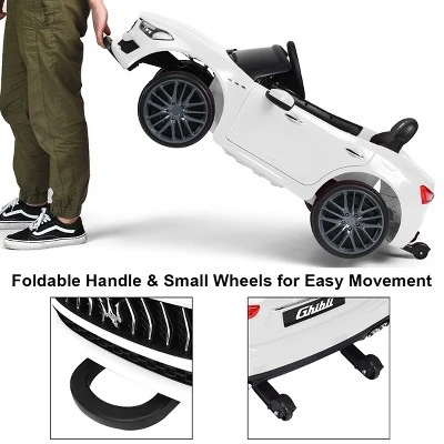 Costway 12V Maserati Licensed Kids Ride On Car W/ RC Remote Control Led Lights MP3 BluePinkWhite 5 Costway 12V Maserati Licensed Kids Ride On Car W/ RC Remote Control Led Lights MP3 BluePinkWhite - Image 5