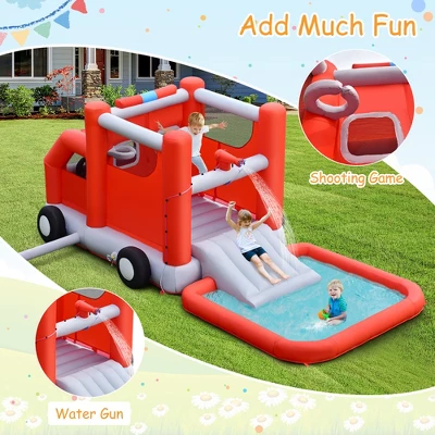 Costway Fire Truck Themed Inflatable Castle Water Park Kids Bounce House W/ 480W Blower 6 Costway Fire Truck Themed Inflatable Castle Water Park Kids Bounce House W/ 480W Blower - Image 6