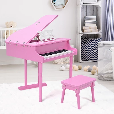 Costway Childs 30 Key Toy Grand Baby Piano W/ Kids Bench Wood Pink New 1 Costway Childs 30 Key Toy Grand Baby Piano W/ Kids Bench Wood Pink New