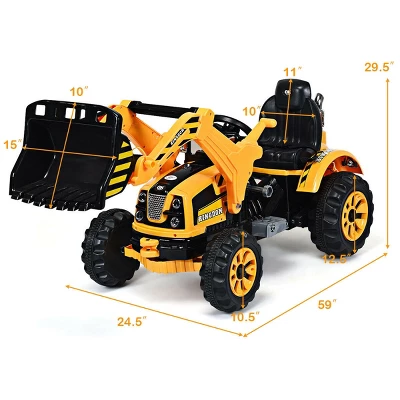 Costway 12V Battery Powered Kids Ride On Excavator Truck W/ Front Loader Digger Yellow 2 Costway 12V Battery Powered Kids Ride On Excavator Truck W/ Front Loader Digger Yellow - Image 2