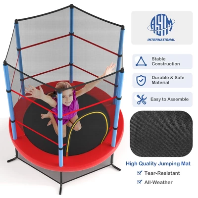Costway 55" Kids Trampoline Bouncing Jumping Mat Recreational Trampoline W/Enclosure Net 5 Costway 55" Kids Trampoline Bouncing Jumping Mat Recreational Trampoline W/Enclosure Net - Image 5