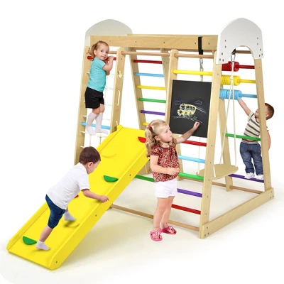 Costway Indoor Playground Climbing Gym Kids Wooden 8 In 1 Climber Playset For Children 10 Costway Indoor Playground Climbing Gym Kids Wooden 8 In 1 Climber Playset For Children - Image 10
