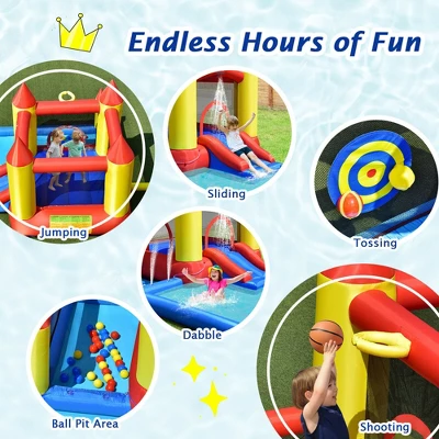 Costway Inflatable Water Slide Castle Kids Bounce House Indoor & Outdoor W/ 480W Blower 4 Costway Inflatable Water Slide Castle Kids Bounce House Indoor & Outdoor W/ 480W Blower - Image 4