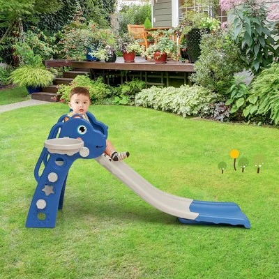 Costway 3 In 1 Kids Slide Baby Play Climber Slide Set W/Basketball Hoop 3 Costway 3 In 1 Kids Slide Baby Play Climber Slide Set W/Basketball Hoop - Image 3