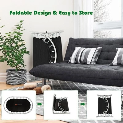 Costway Foldable Trampoline Double Mini Kids Fitness Rebounder W/ Adjustable Handle RedBlue 5 Costway Foldable Trampoline Double Mini Kids Fitness Rebounder W/ Adjustable Handle RedBlue - Image 5