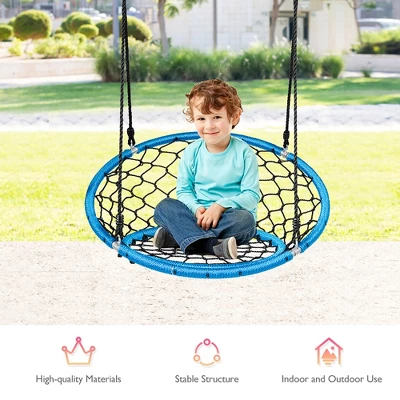 Costway Spider Web Chair Swing W/ Adjustable Hanging Ropes Kids Play Equipment BlueOrange 3 Costway Spider Web Chair Swing W/ Adjustable Hanging Ropes Kids Play Equipment BlueOrange - Image 3