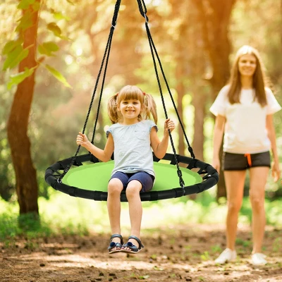 Costway 40'' Flying Saucer Round Tree Swing Kids Play Set W/ Adjustable Ropes Outdoor 1 Costway 40'' Flying Saucer Round Tree Swing Kids Play Set W/ Adjustable Ropes Outdoor
