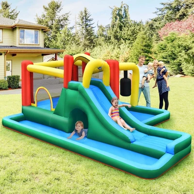Costway Slide Water Park Climbing Bouncer Pendulum Tunnel Game With 750W Blower 1 Costway Slide Water Park Climbing Bouncer Pendulum Tunnel Game With 750W Blower