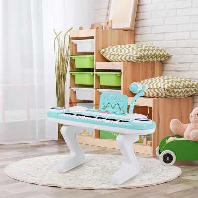 Costway Z-Shaped Kids Toy Keyboard Piano 37-Key Electronic Organ Light W/Microphone 1 Costway Z-Shaped Kids Toy Keyboard Piano 37-Key Electronic Organ Light W/Microphone