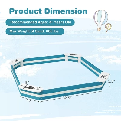 Costway Outdoor Wooden Sandbox With Animal Patterns Seats Backyard Bottomless Sandpit 3 Costway Outdoor Wooden Sandbox With Animal Patterns Seats Backyard Bottomless Sandpit - Image 3