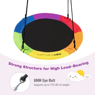 Costway 40'' Flying Saucer Tree Swing 900D Round Swing W/ Multi-ply Rope Colorful 3 Costway 40'' Flying Saucer Tree Swing 900D Round Swing W/ Multi-ply Rope Colorful - Image 3