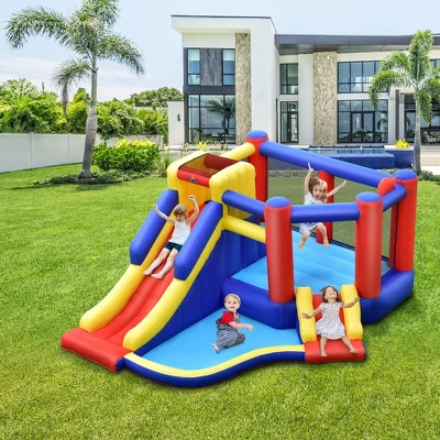 Costway Inflatable Bouncy Castle Kids Jumping House W/ Double Slides Air Blower Excluded 1 Costway Inflatable Bouncy Castle Kids Jumping House W/ Double Slides Air Blower Excluded