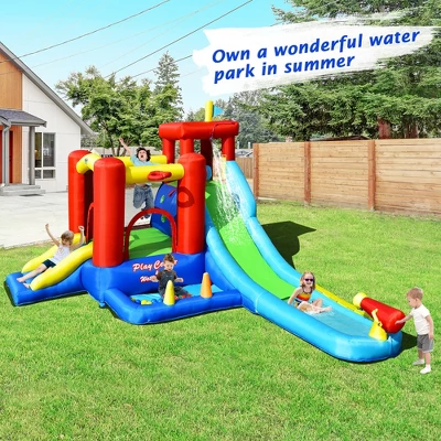 Costway 9-in-1 Inflatable Water Slide Kids Bounce Castle Giant Water Park W/ 860W Blower 1 Costway 9-in-1 Inflatable Water Slide Kids Bounce Castle Giant Water Park W/ 860W Blower