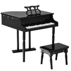 Childs 30 Key Toy Grand Baby Piano W/ Kids Bench Wood Black New