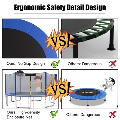 Costway 12/14/15ft Trampoline W/ Safety Enclosure Net Ladder Basketball Hoop 8 Costway 12/14/15ft Trampoline W/ Safety Enclosure Net Ladder Basketball Hoop - Image 8