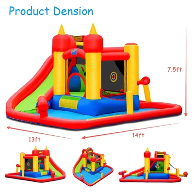 Costway Inflatable Water Slide Jumping Bounce House Bouncy Splash Park With 740W Blower 1 Costway Inflatable Water Slide Jumping Bounce House Bouncy Splash Park With 740W Blower