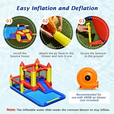 Costway Inflatable Water Slide Castle Kids Bounce House Indoor & Outdoor Without Blower 7 Costway Inflatable Water Slide Castle Kids Bounce House Indoor & Outdoor Without Blower - Image 7