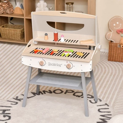 Costway Kids Barbecue Grill Playset, Wooden Kitchen Playset With Clip 4 BBQ Poles 1 Costway Kids Barbecue Grill Playset, Wooden Kitchen Playset With Clip 4 BBQ Poles