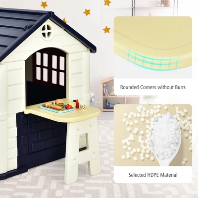 Costway Kid's Playhouse Games Cottage W/ 7 PCS Toy Set & Waterproof Cover 8 Costway Kid's Playhouse Games Cottage W/ 7 PCS Toy Set & Waterproof Cover - Image 8