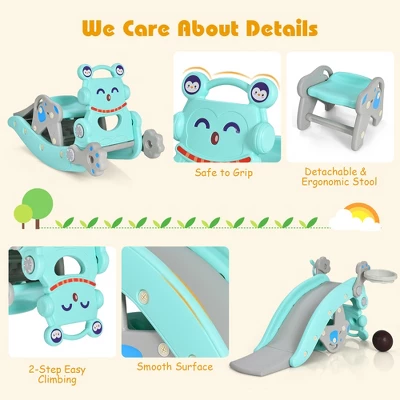Babyjoy 4-in-1 Rocking Horse & Slide Set Toddler Slide Toy W/ Basketball Hoop 7 Babyjoy 4-in-1 Rocking Horse & Slide Set Toddler Slide Toy W/ Basketball Hoop - Image 7