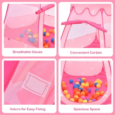 Costway Kid Outdoor Indoor Princess Play Tent Playhouse Ball Tent Toddler Toys W/ 100 Balls 7 Costway Kid Outdoor Indoor Princess Play Tent Playhouse Ball Tent Toddler Toys W/ 100 Balls - Image 7