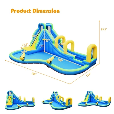 Costway Inflatable Water Slide Kids Bounce House Castle Splash Water Pool With 750W Blower 2 Costway Inflatable Water Slide Kids Bounce House Castle Splash Water Pool With 750W Blower - Image 2