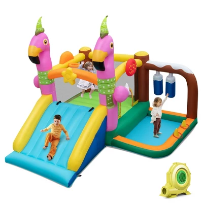 Costway Flamingo-Themed Bounce Castle 7-in-1 Kids Inflatable Jumping House 11 Costway Flamingo-Themed Bounce Castle 7-in-1 Kids Inflatable Jumping House - Image 11