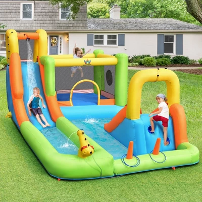 Costway Inflatable Water Slide Park Bounce House Climbing Wall W/ 750W Blower 2 Costway Inflatable Water Slide Park Bounce House Climbing Wall W/ 750W Blower - Image 2