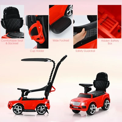 Costway 3-in-1 Licensed Bentley Kids Ride On Push Car Toddler Sliding Car W/Canopy 8 Costway 3-in-1 Licensed Bentley Kids Ride On Push Car Toddler Sliding Car W/Canopy - Image 8