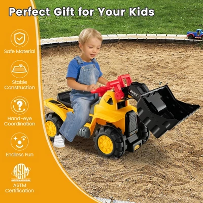 Costway Kids Toddler Ride On Excavator Digger Truck Scooter W/ Sound & Seat Storage Toy 4 Costway Kids Toddler Ride On Excavator Digger Truck Scooter W/ Sound & Seat Storage Toy - Image 4