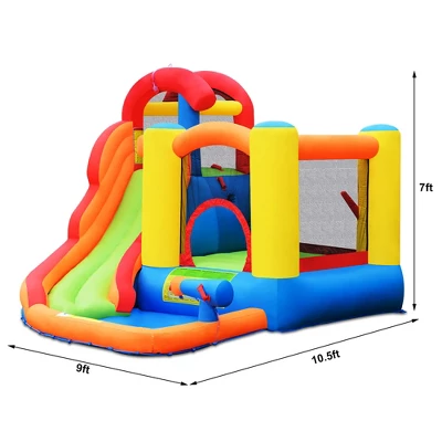Costway Inflatable Bounce House Water Slide W/ Climbing Wall Splash Pool Water Cannon 1 Costway Inflatable Bounce House Water Slide W/ Climbing Wall Splash Pool Water Cannon