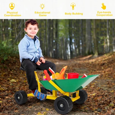 Costway Heavy Duty Kids Ride-on Sand Dumper Front Tipping W 4 Wheels Sand Toy Gift 3 Costway Heavy Duty Kids Ride-on Sand Dumper Front Tipping W 4 Wheels Sand Toy Gift - Image 3
