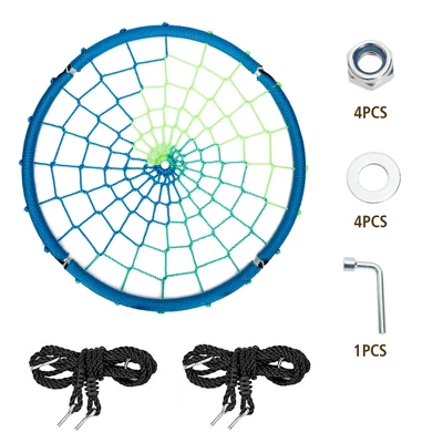 Costway 40'' Spider Web Tree Swing Kids Outdoor Play Set W/ Adjustable Ropes Gift OrangeBlueGreen 7 Costway 40'' Spider Web Tree Swing Kids Outdoor Play Set W/ Adjustable Ropes Gift OrangeBlueGreen - Image 7