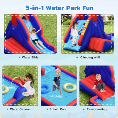 Costway Inflatable Water Slide Park W/ Climb Slide Pool & 2 Swim Rings Blower Excluded 5 Costway Inflatable Water Slide Park W/ Climb Slide Pool & 2 Swim Rings Blower Excluded - Image 5