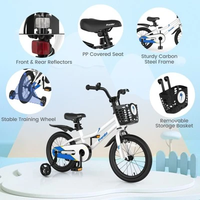 Costway 16'' Kid's Bike With Removable Training Wheels & Basket For 4-7 Years Old White/Blue/Red/Skyblue 7 Costway 16'' Kid's Bike With Removable Training Wheels & Basket For 4-7 Years Old White/Blue/Red/Skyblue - Image 7