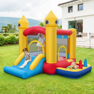 Costway Kids Bouncy Castle With Slide & Ball Pit Pool Ocean Balls & 480W Blower Included 1 Costway Kids Bouncy Castle With Slide & Ball Pit Pool Ocean Balls & 480W Blower Included