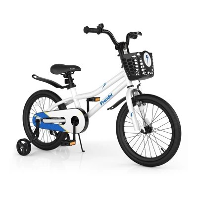 Costway 18'' Kid's Bike With Removable Training Wheels & Basket For 4-8 Years Old White/Blue/Red/Skyblue 9 Costway 18'' Kid's Bike With Removable Training Wheels & Basket For 4-8 Years Old White/Blue/Red/Skyblue - Image 9