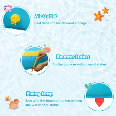 Costway Inflatable Mighty Water Park Bouncy Splash Pool Climbing Wall W/ 735W Blower 6 Costway Inflatable Mighty Water Park Bouncy Splash Pool Climbing Wall W/ 735W Blower - Image 6