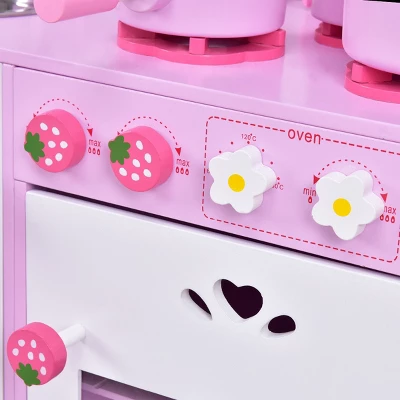 Costway Kids Wooden Play Set Kitchen Toy Strawberry Pretend Cooking Playset Toddler 4 Costway Kids Wooden Play Set Kitchen Toy Strawberry Pretend Cooking Playset Toddler - Image 4