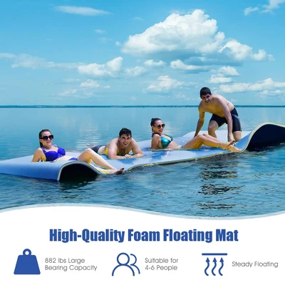 Costway 3-Layer Floating Water Pad 12' X 6' Floating Oasis Foam Mat OrangeBlueGreen 4 Costway 3-Layer Floating Water Pad 12' X 6' Floating Oasis Foam Mat OrangeBlueGreen - Image 4