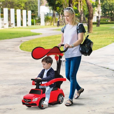 Costway 3 In 1 Ride On Push Car Mercedes Benz Toddler Stroller Sliding Car WhiteBlueRed 1 Costway 3 In 1 Ride On Push Car Mercedes Benz Toddler Stroller Sliding Car WhiteBlueRed