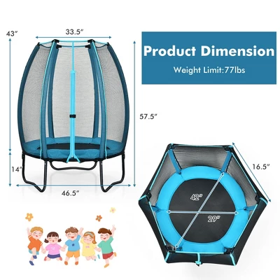 Costway 4ft Kids Trampoline Recreational Bounce Jumper W/Enclosure Net Outdoor Indoor 3 Costway 4ft Kids Trampoline Recreational Bounce Jumper W/Enclosure Net Outdoor Indoor - Image 3