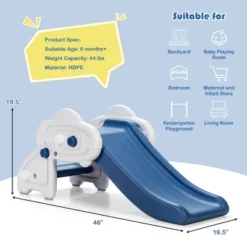 Costway Baby Slide Indoor First Play Climber Slide Set For Boys Girls Blue/Gray