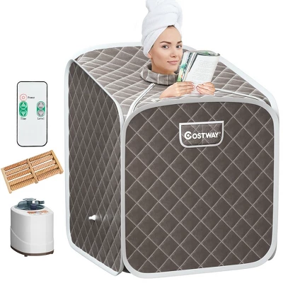 Costway Portable 2L Steam Sauna Spa Tent With Chair Grey/Black/Coffee 12 Costway Portable 2L Steam Sauna Spa Tent With Chair Grey/Black/Coffee - Image 12