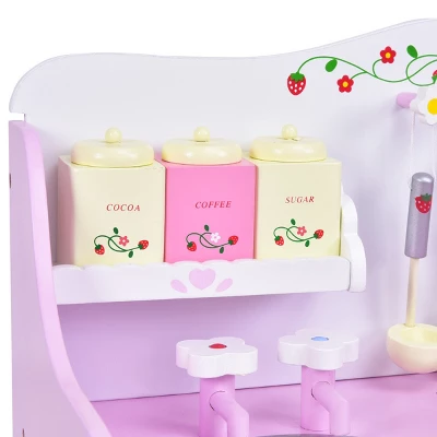 Costway Kids Wooden Play Set Kitchen Toy Strawberry Pretend Cooking Playset Toddler 7 Costway Kids Wooden Play Set Kitchen Toy Strawberry Pretend Cooking Playset Toddler - Image 7