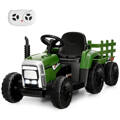 Costway 12V Kids Ride On Tractor With Trailer Ground Loader W/ RC & Lights RedPinkGreen 13 Costway 12V Kids Ride On Tractor With Trailer Ground Loader W/ RC & Lights RedPinkGreen - Image 13