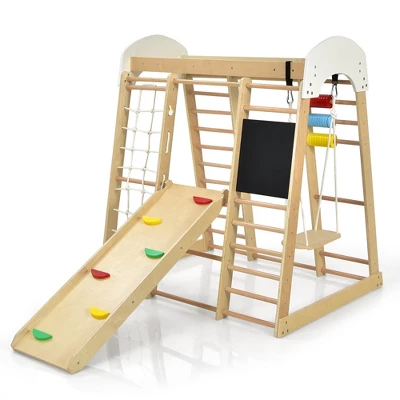 Costway Indoor Playground Climbing Gym Kids Wooden 8 In 1 Climber Playset For Children 5 Costway Indoor Playground Climbing Gym Kids Wooden 8 In 1 Climber Playset For Children - Image 5