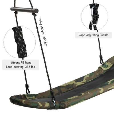 Costway Saucer Tree Swing Surf Kids Outdoor Adjustable Oval Platform Set W/ Handle BlueGreen ColorfulCamouflage Green 7 Costway Saucer Tree Swing Surf Kids Outdoor Adjustable Oval Platform Set W/ Handle BlueGreen ColorfulCamouflage Green - Image 7